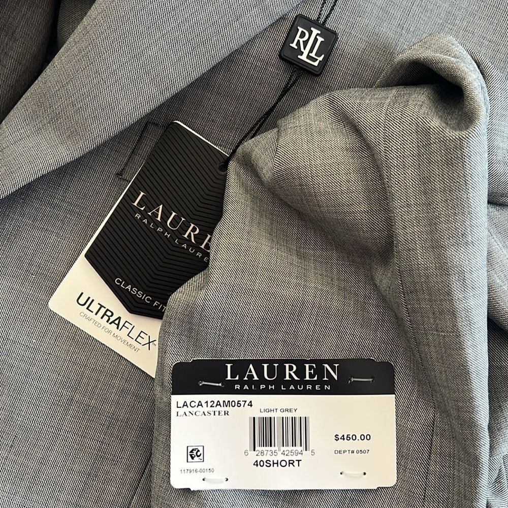 Ralph Lauren Classic Fit Suit Jacket in Light Grey, NWT, Size 40 Short - Picture 6 of 10
